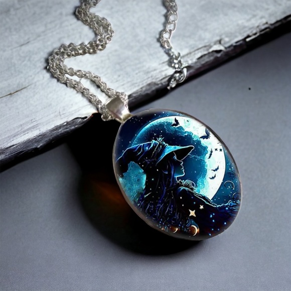 Gothic Aesthetic Creative Witch Avatar Zinc Alloy Necklace Oval Trendy Accessori - Picture 9 of 12